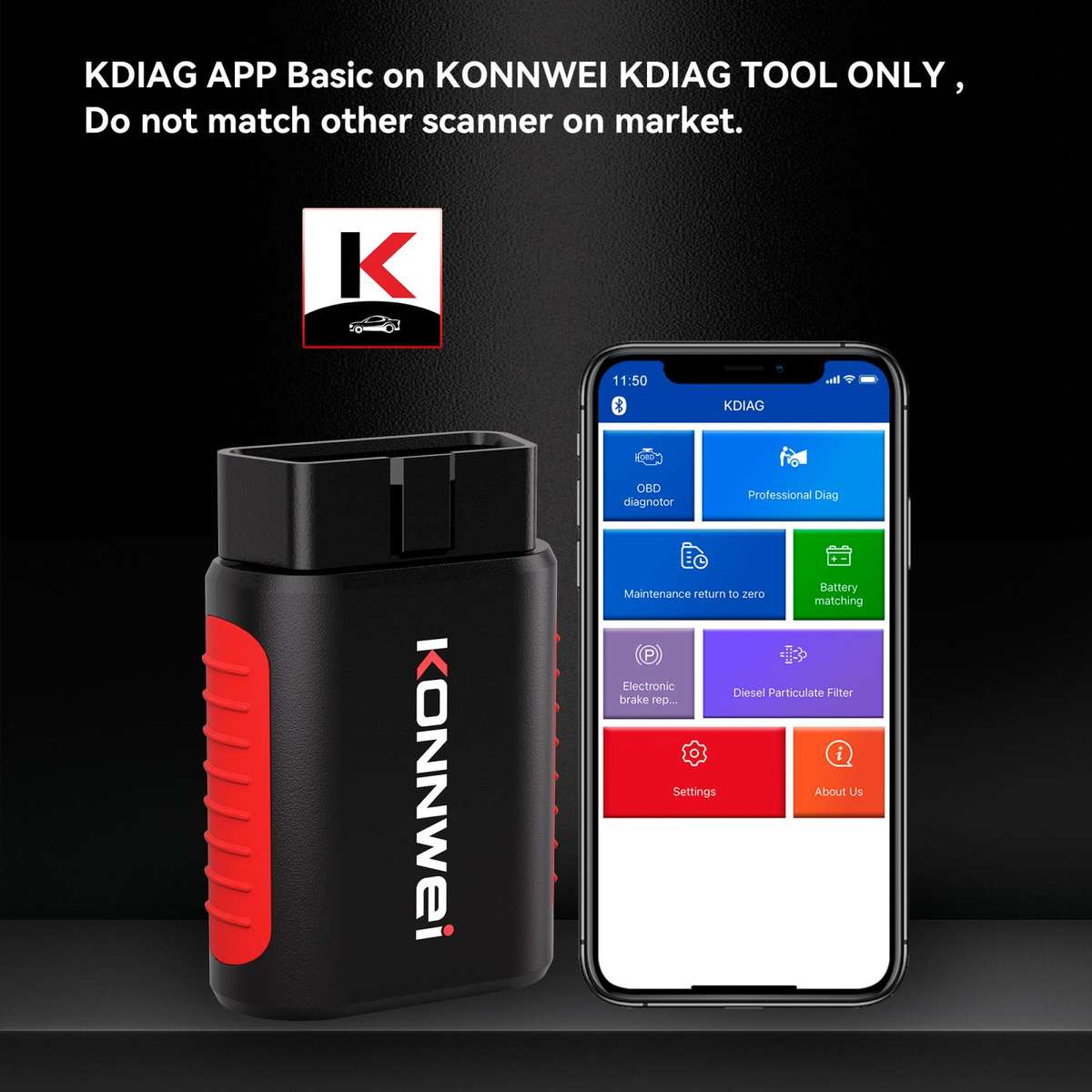 KONNWEI K DIAG Car OBDII Full System Diagnostic Scanner(Black Red)