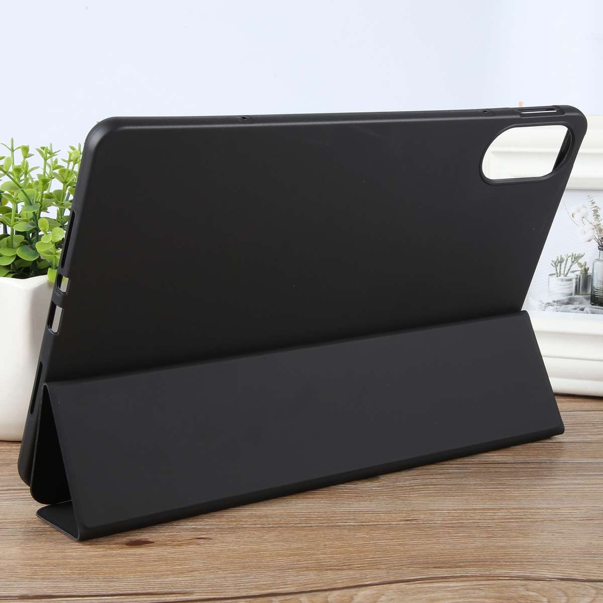 For Huawei MatePad SE 11 2024 Tri-fold Silicone Leather Tablet Case(Black)