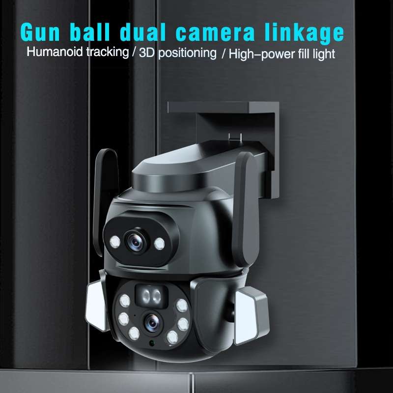 Q821 4MP Binocular Zoom Dual Light Source Outdoor IP67 Waterproof WiFi Camera(EU Plug)