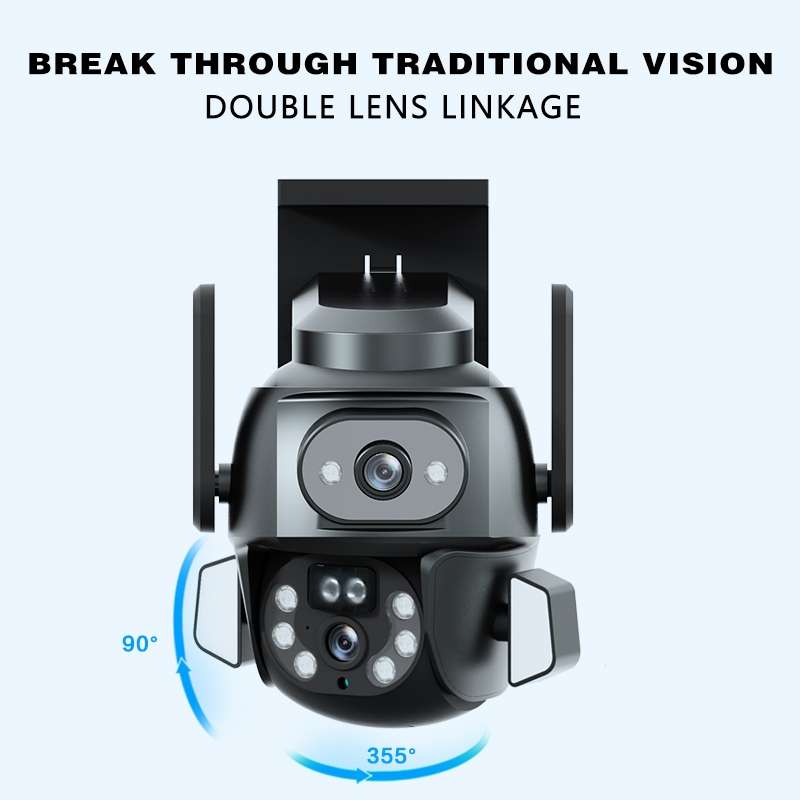 Q821 4MP Binocular Zoom Dual Light Source Outdoor IP67 Waterproof WiFi Camera(EU Plug)