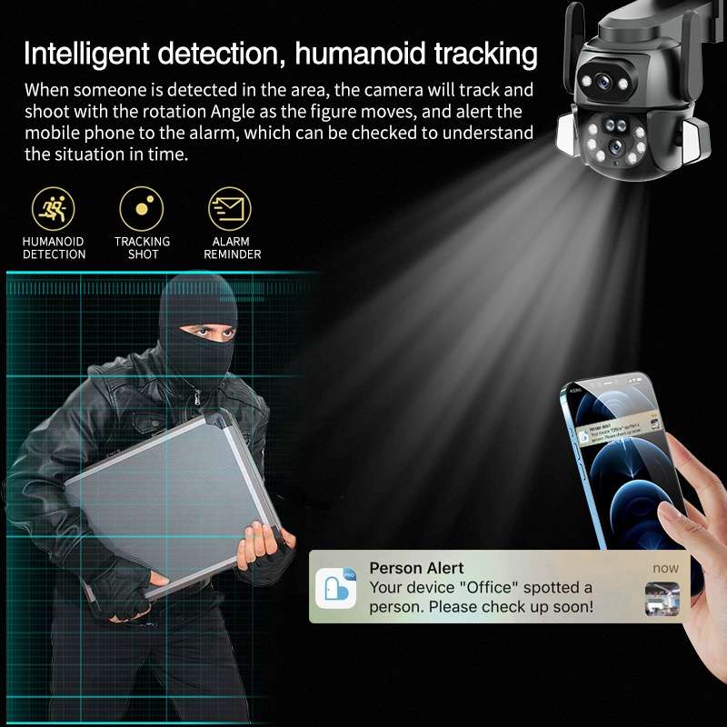 Q821 4MP Binocular Zoom Dual Light Source Outdoor IP67 Waterproof WiFi Camera(EU Plug)