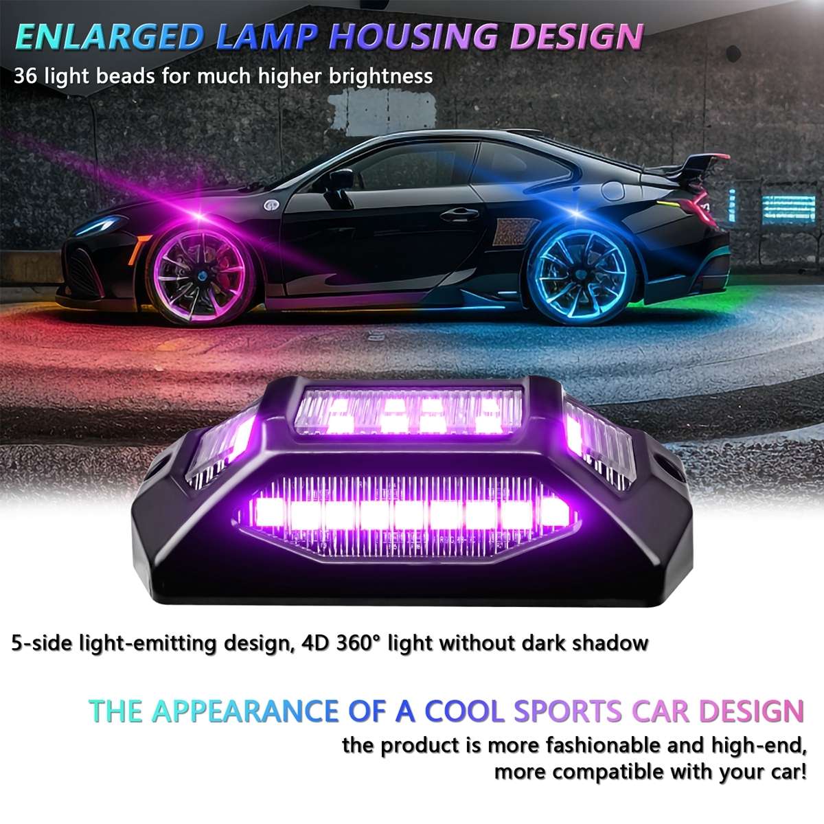 6 in 1 G6 RGB Colorful Car Chassis Light LED Music Atmosphere Light With 24-Button Remote Control
