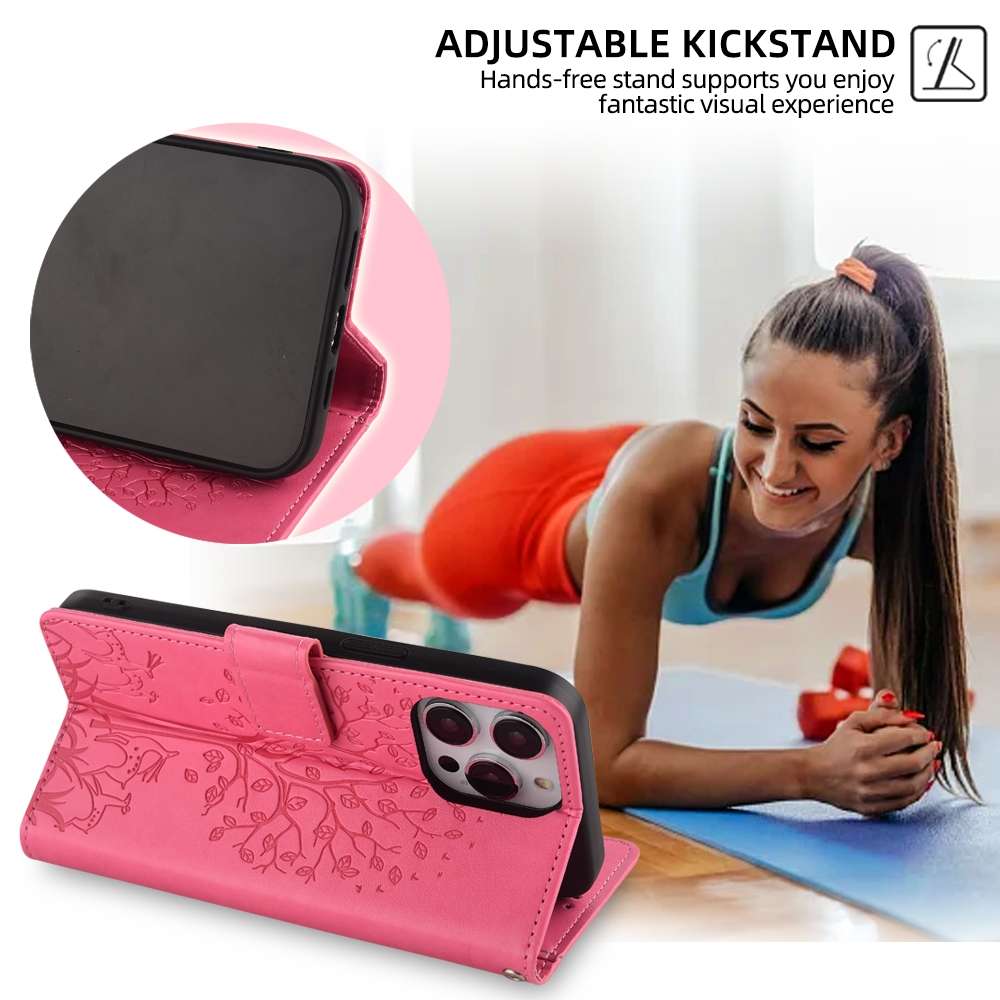 For Realme Q3S Tree & Deer Embossed Leather Phone Case(Pink)