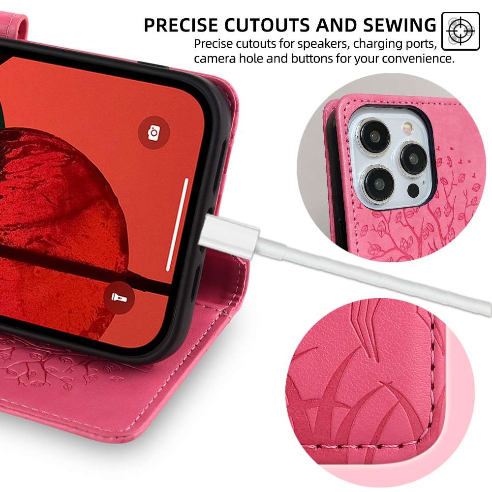 For Realme Q3S Tree & Deer Embossed Leather Phone Case(Pink)