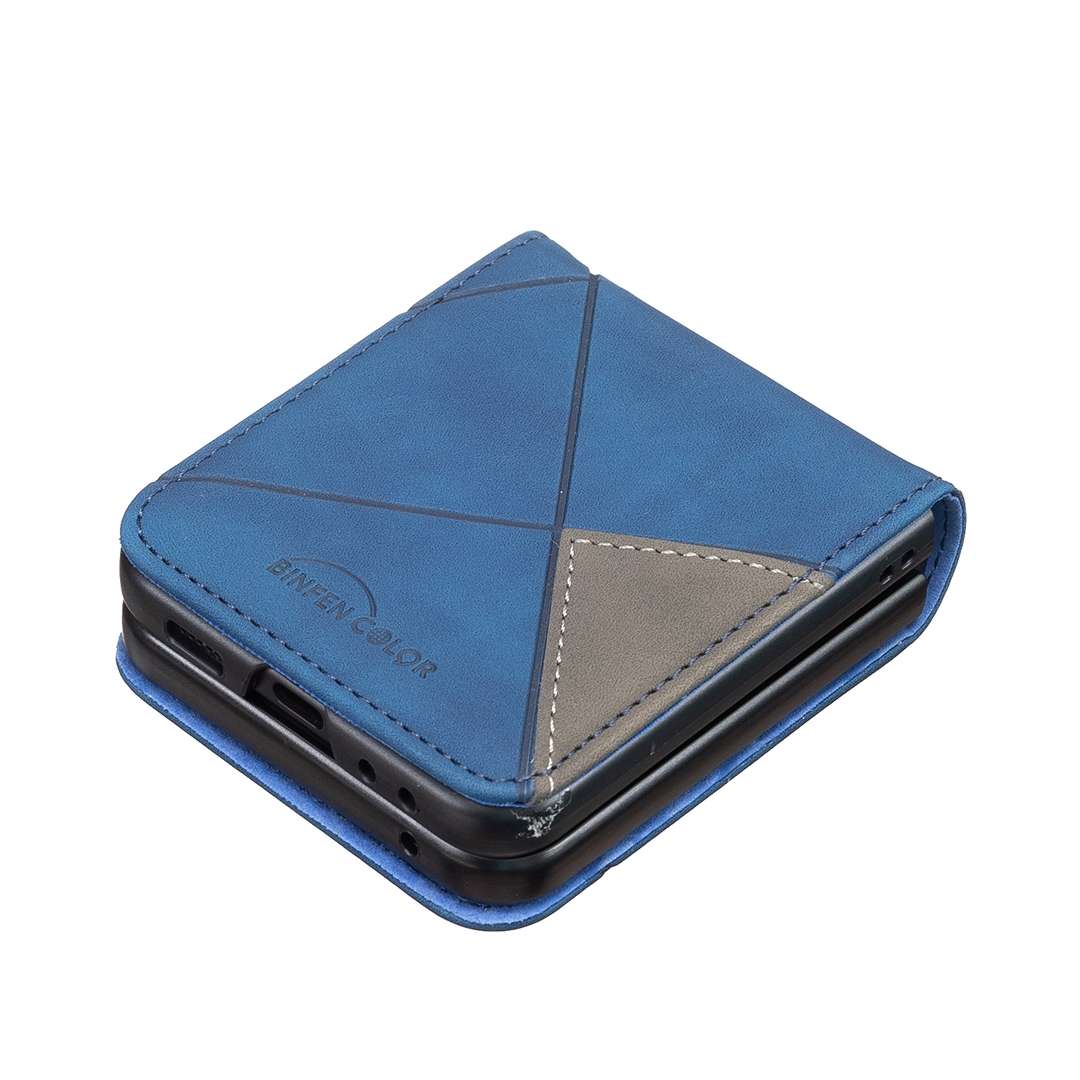 For Samsung Galaxy Z Flip7 FE / Flip6 Rhombus Texture PU + PC Shockproof Phone Case(Blue)