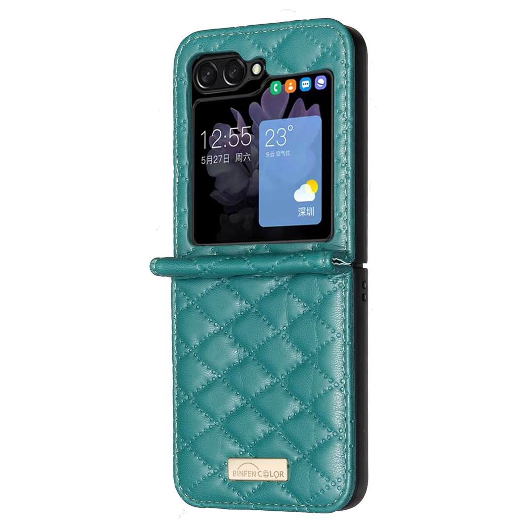 For Samsung Galaxy Z Flip7 FE / Flip6 Diamond Lattice PU + PC Shockproof Phone Case(Green)
