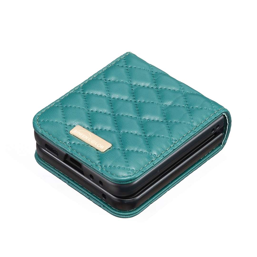 For Samsung Galaxy Z Flip7 FE / Flip6 Diamond Lattice PU + PC Shockproof Phone Case(Green)