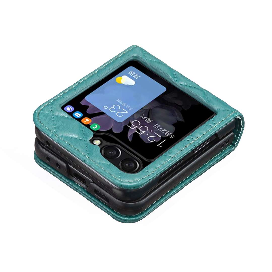 For Samsung Galaxy Z Flip7 FE / Flip6 Diamond Lattice PU + PC Shockproof Phone Case(Green)