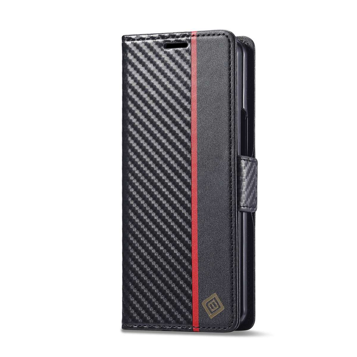 For Samsung Galaxy Z Fold7 5G LC.IMEEKE Carbon Fiber Leather Phone Case(Vertical Black)