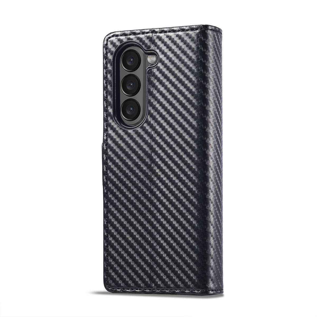 For Samsung Galaxy Z Fold7 5G LC.IMEEKE Carbon Fiber Leather Phone Case(Vertical Black)
