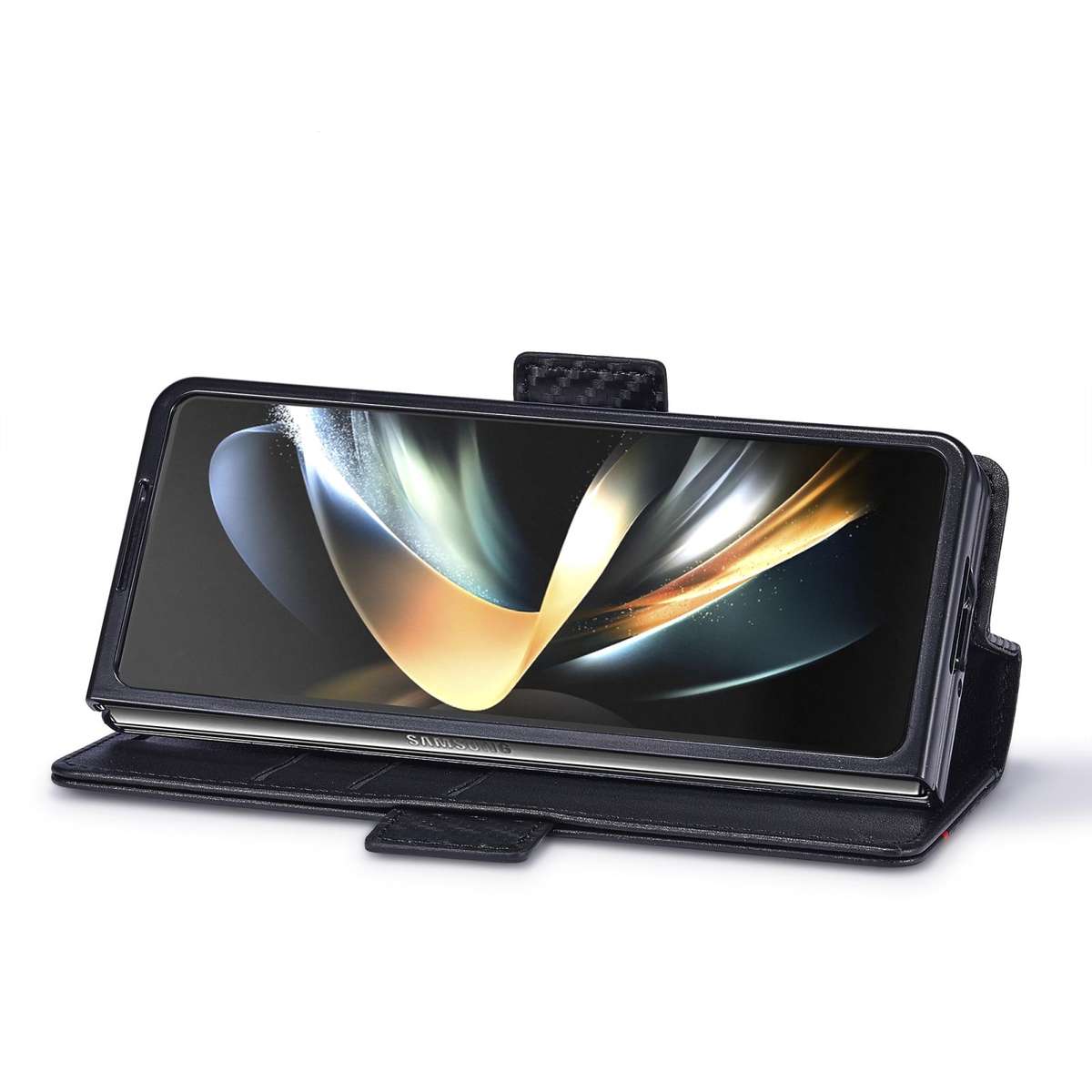 For Samsung Galaxy Z Fold7 5G LC.IMEEKE Carbon Fiber Leather Phone Case(Vertical Black)