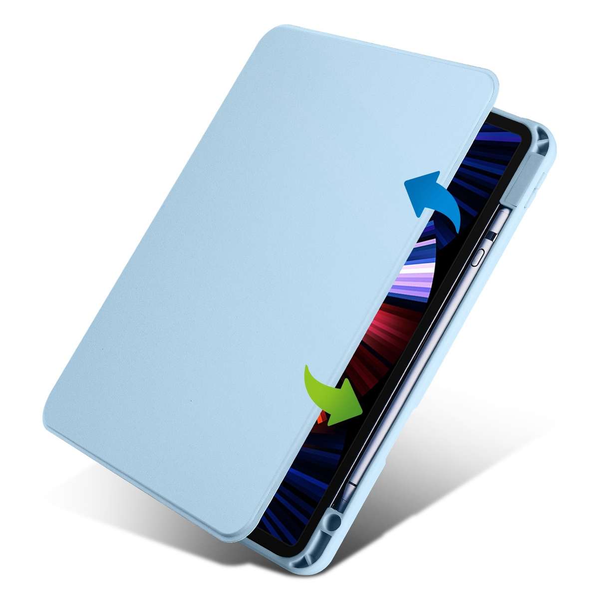For iPad Pro 13 2025 / 2024 Acrylic 360 Degree Rotation Holder Leather Tablet Case(Ice Blue)