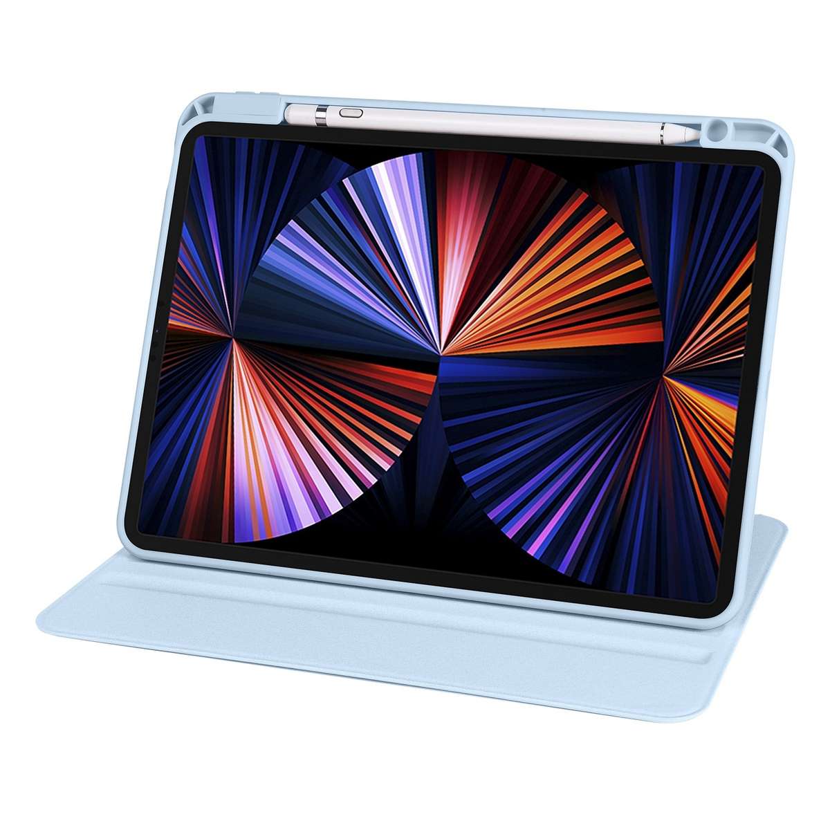 For iPad Pro 13 2025 / 2024 Acrylic 360 Degree Rotation Holder Leather Tablet Case(Ice Blue)