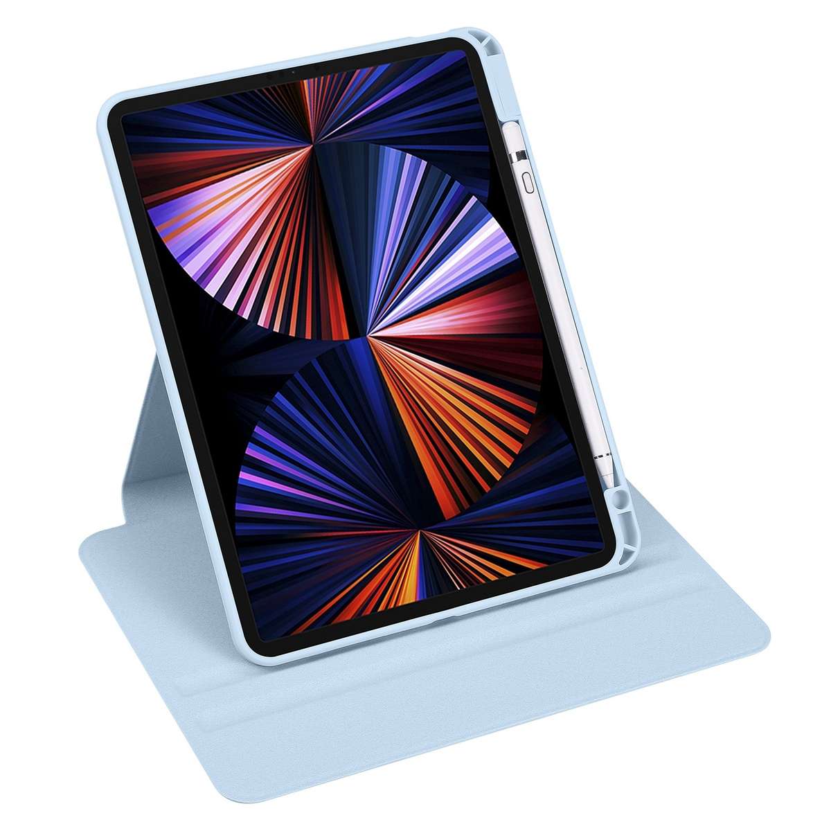 For iPad Pro 13 2025 / 2024 Acrylic 360 Degree Rotation Holder Leather Tablet Case(Ice Blue)