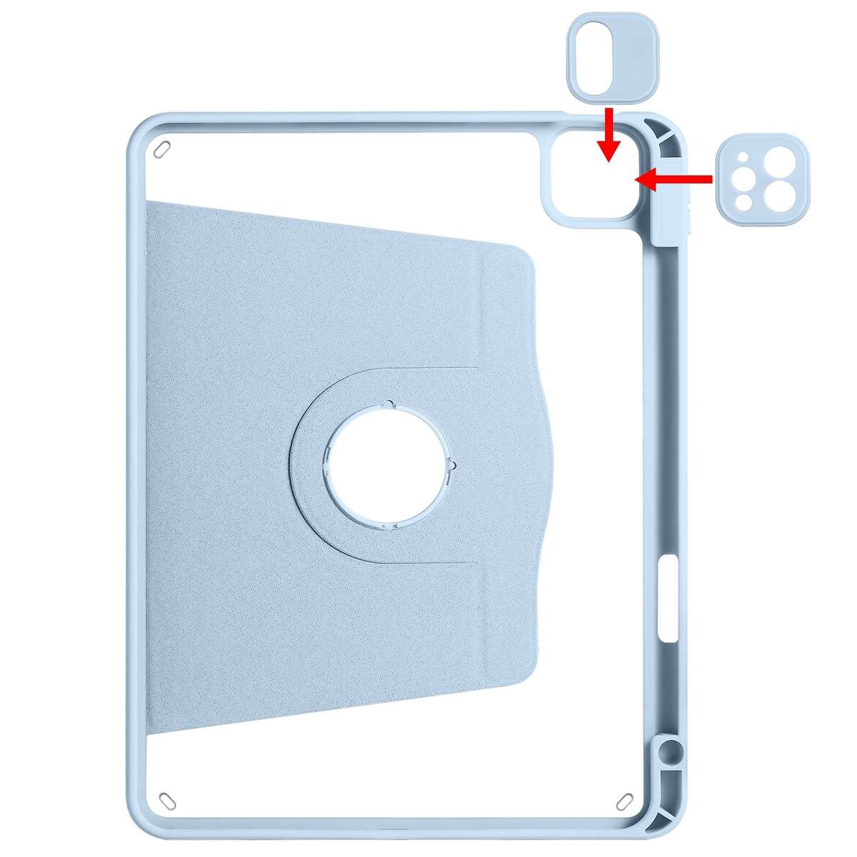For iPad Pro 13 2025 / 2024 Acrylic 360 Degree Rotation Holder Leather Tablet Case(Ice Blue)