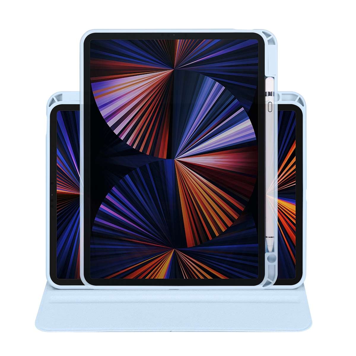 For iPad Pro 13 2025 / 2024 Acrylic 360 Degree Rotation Holder Leather Tablet Case(Ice Blue)