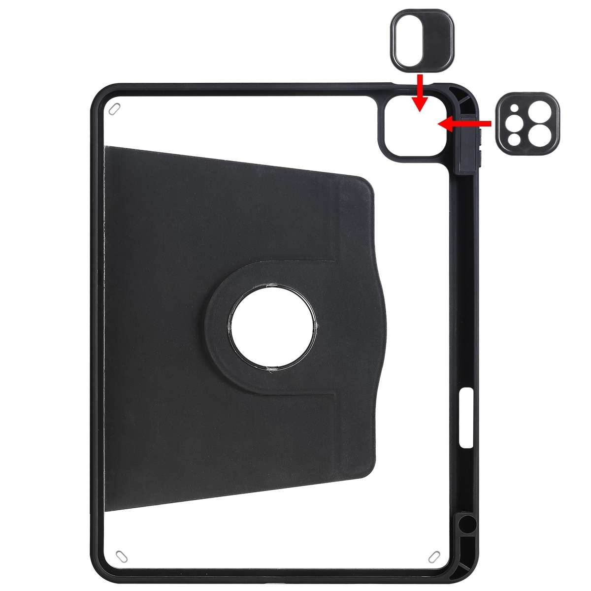 For iPad Pro 13 2025 / 2024 Acrylic 360 Degree Rotation Holder Leather Tablet Case(Black)