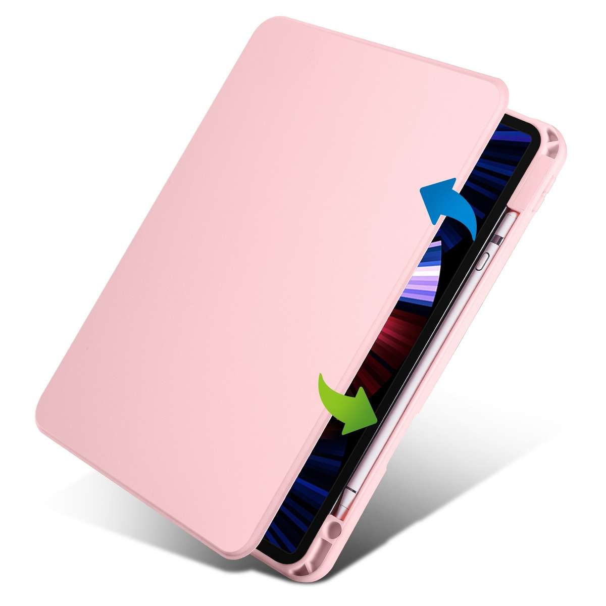 For iPad Pro 13 2025 / 2024 Acrylic 360 Degree Rotation Holder Leather Tablet Case(Sand Pink)
