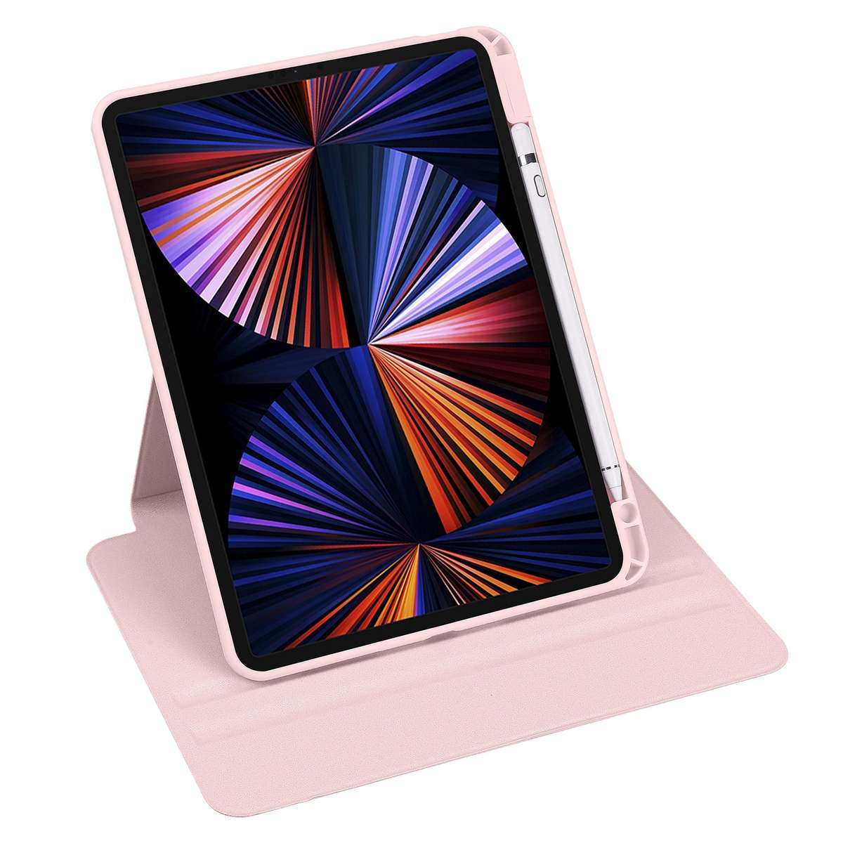 For iPad Pro 13 2025 / 2024 Acrylic 360 Degree Rotation Holder Leather Tablet Case(Sand Pink)