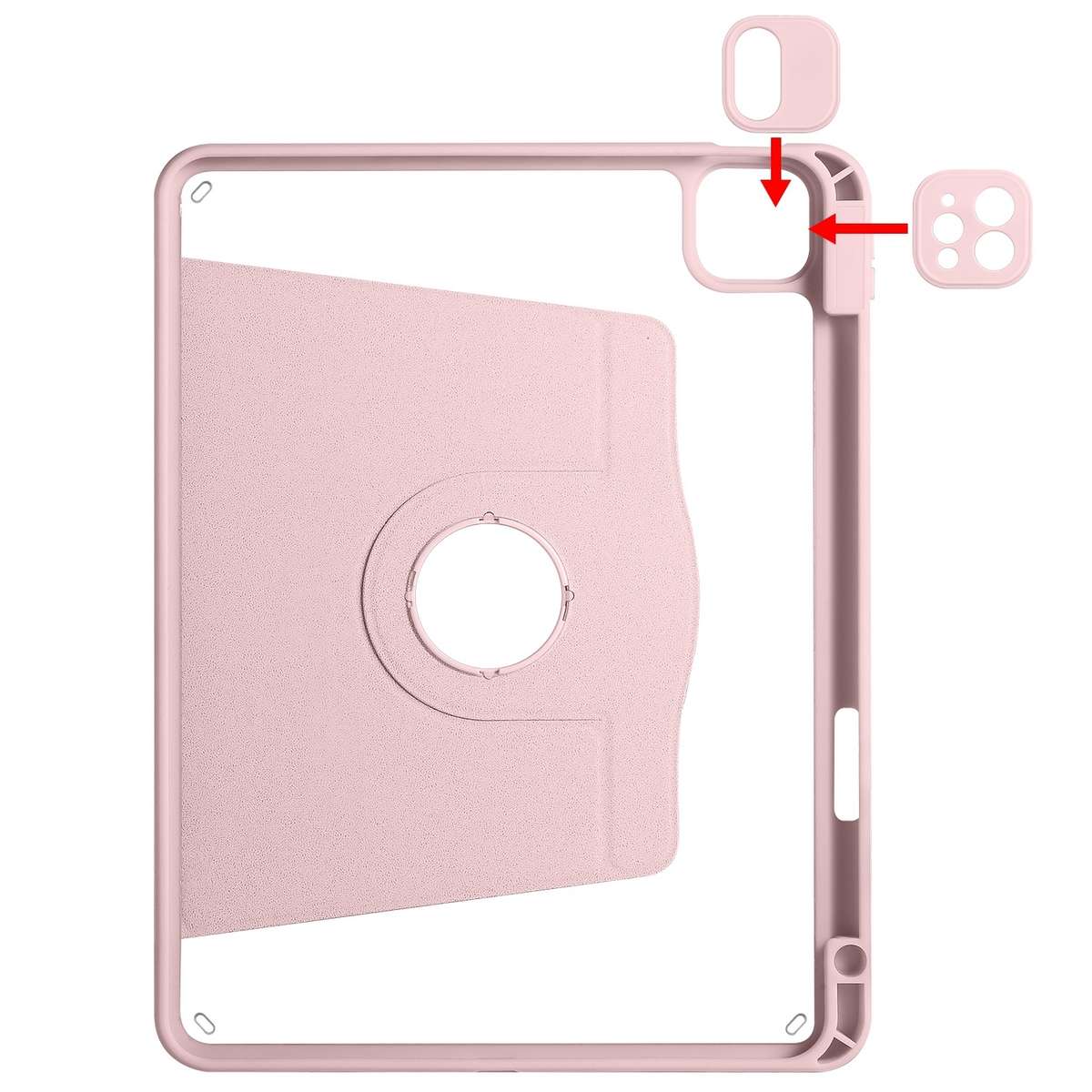 For iPad Pro 13 2025 / 2024 Acrylic 360 Degree Rotation Holder Leather Tablet Case(Sand Pink)