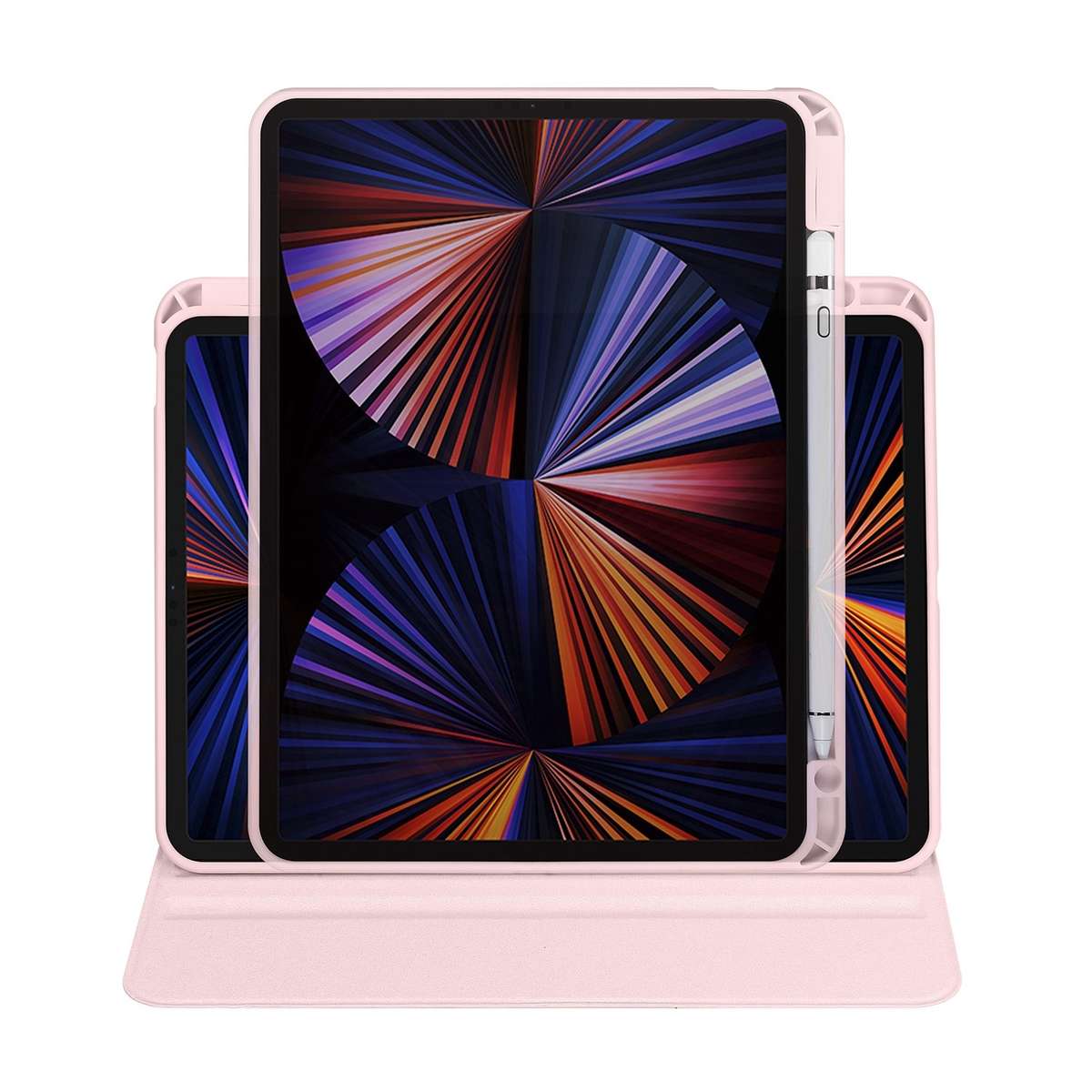 For iPad Pro 13 2025 / 2024 Acrylic 360 Degree Rotation Holder Leather Tablet Case(Sand Pink)