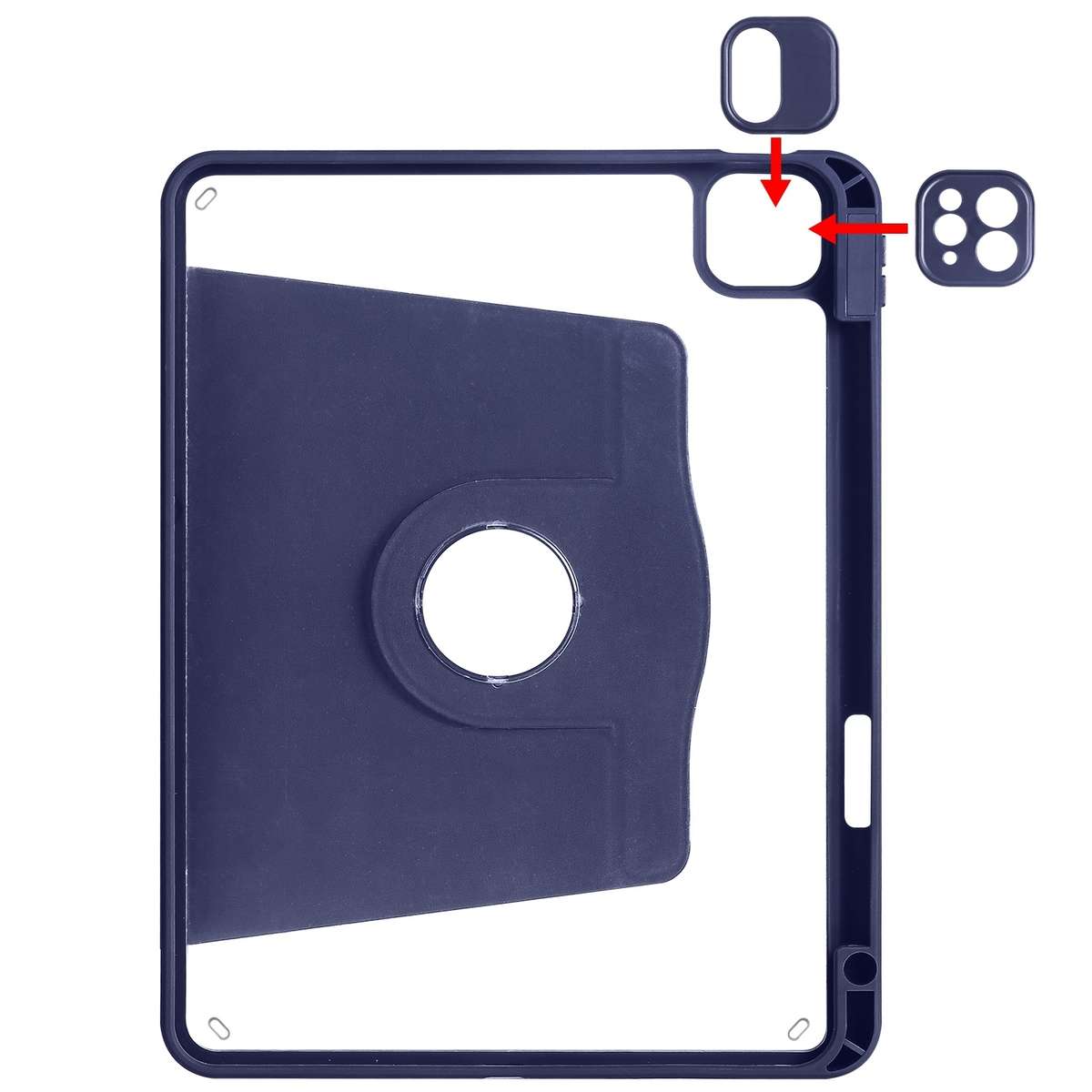 For iPad Pro 13 2025 / 2024 Acrylic 360 Degree Rotation Holder Leather Tablet Case(Dark Blue)