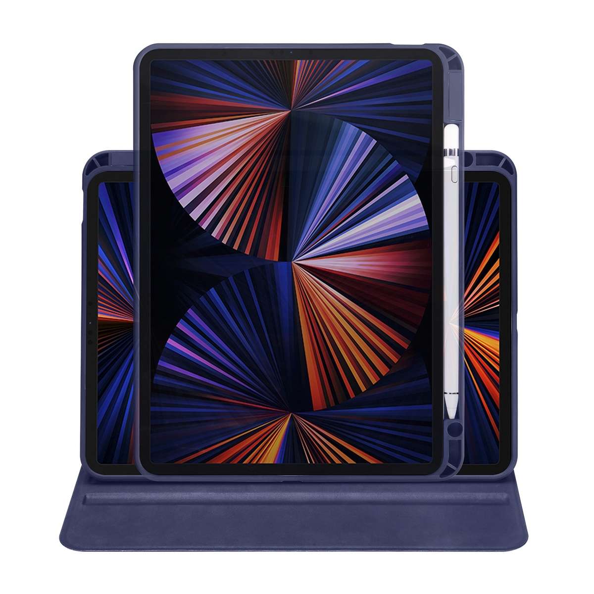 For iPad Pro 13 2025 / 2024 Acrylic 360 Degree Rotation Holder Leather Tablet Case(Dark Blue)