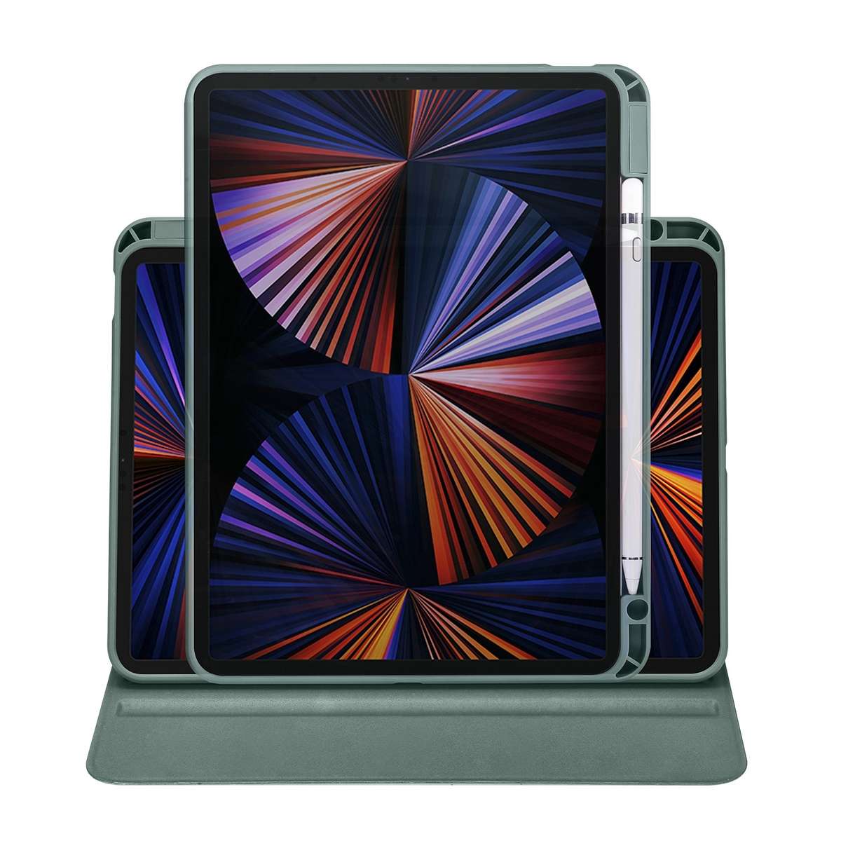 For iPad Pro 13 2025 / 2024 Acrylic 360 Degree Rotation Holder Leather Tablet Case(Pine Green)