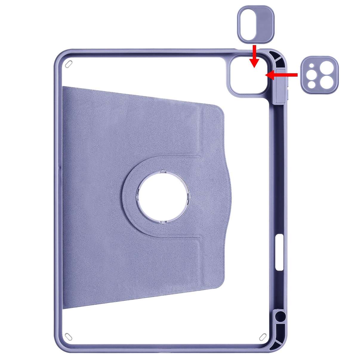 For iPad Pro 13 2025 / 2024 Acrylic 360 Degree Rotation Holder Leather Table ... (Lavender Purple)