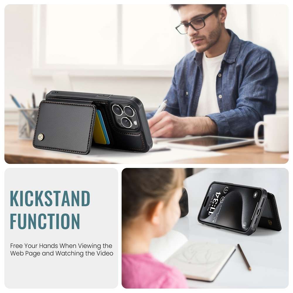 For iPhone 13 Pro JEEHOOD J05 Business Magnetic Style RFID Leather Phone Case(Black)