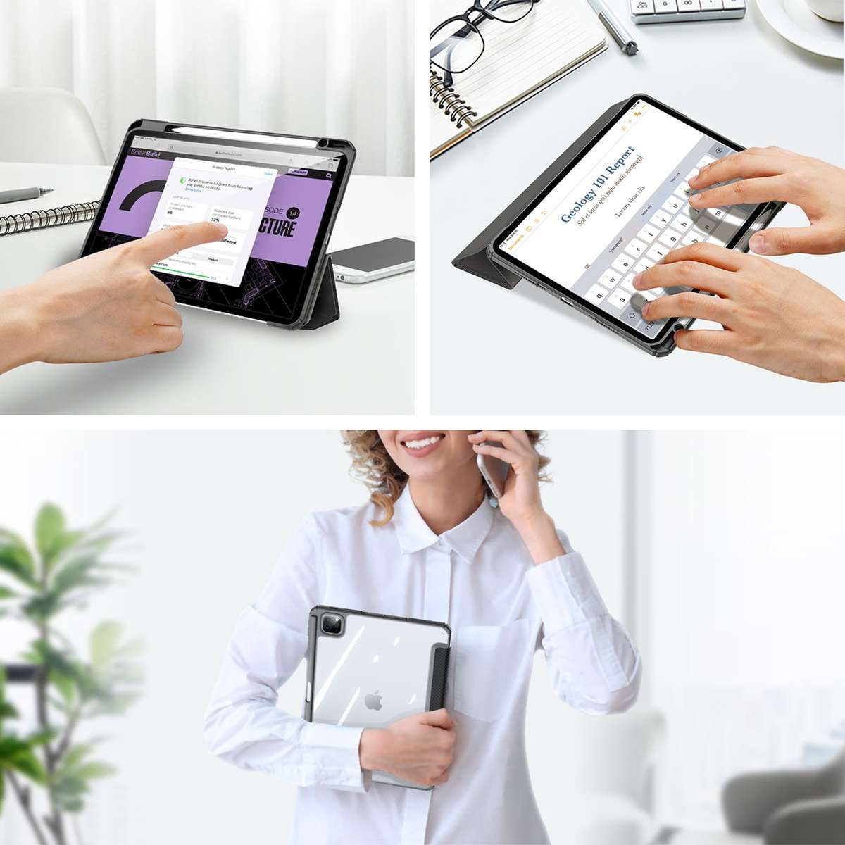 For iPad Pro 11 2025 / 2024 DUX DUCIS TOBY Series Antiskid Leather Tablet Case with Sl ... (Black)