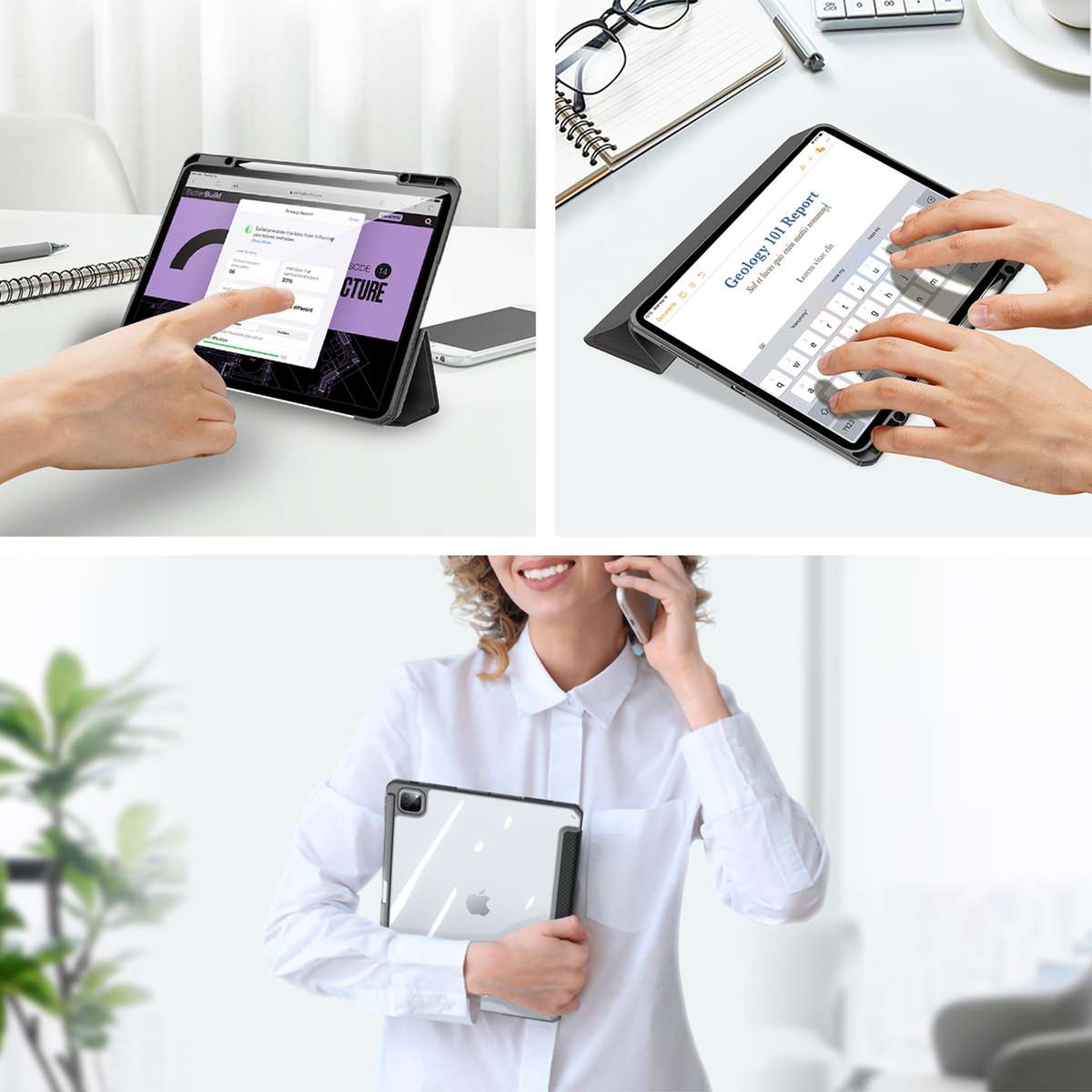 For iPad Pro 13 2025 / 2024 DUX DUCIS TOBY Series Antiskid Leather Tablet Case with Sl ... (Black)