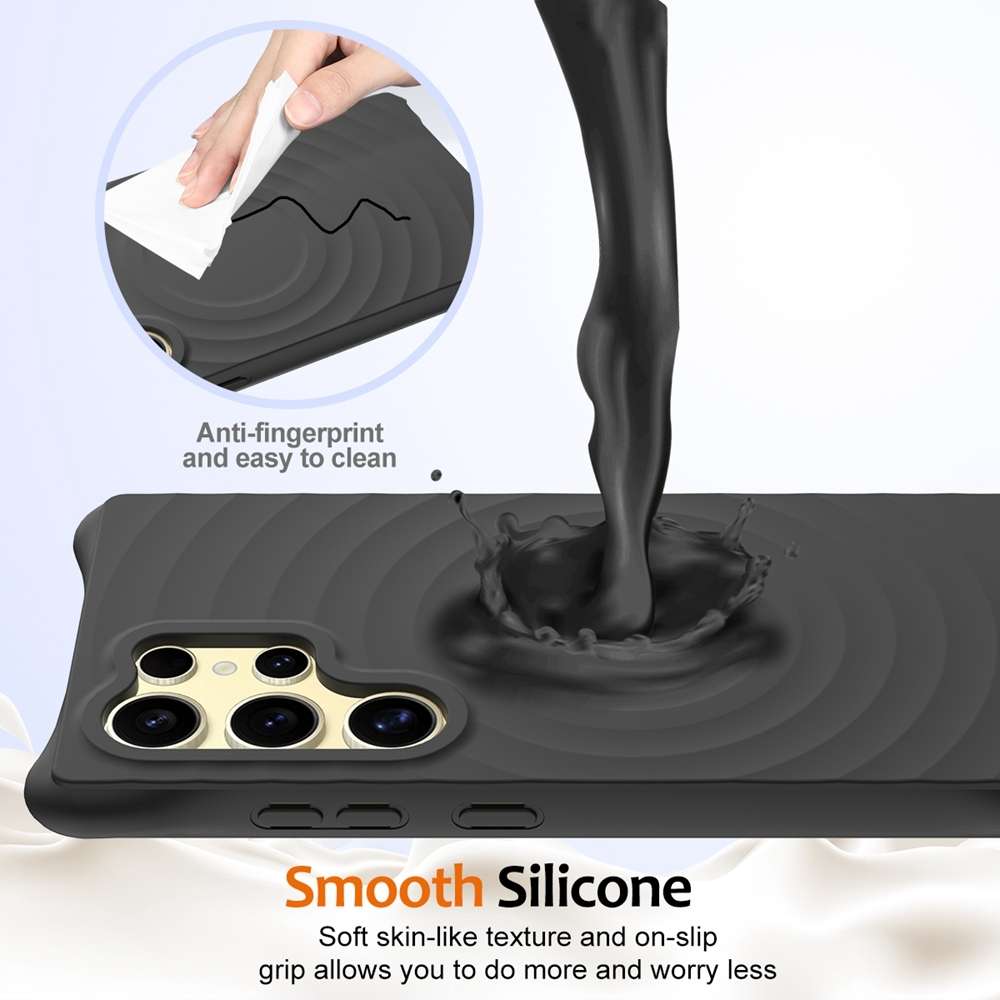 For Samsung Galaxy S24 Ultra 5G Wave Texture MagSafe Magnetic Liquid Silicone Phone Case(Black)