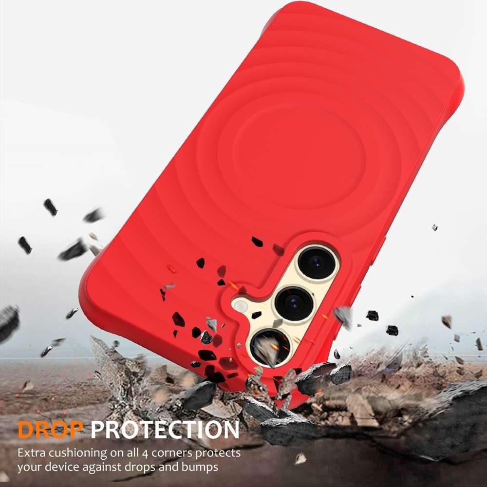 For Samsung Galaxy S24 FE 5G Wave Texture MagSafe Magnetic Liquid Silicone Phone Case(Red)
