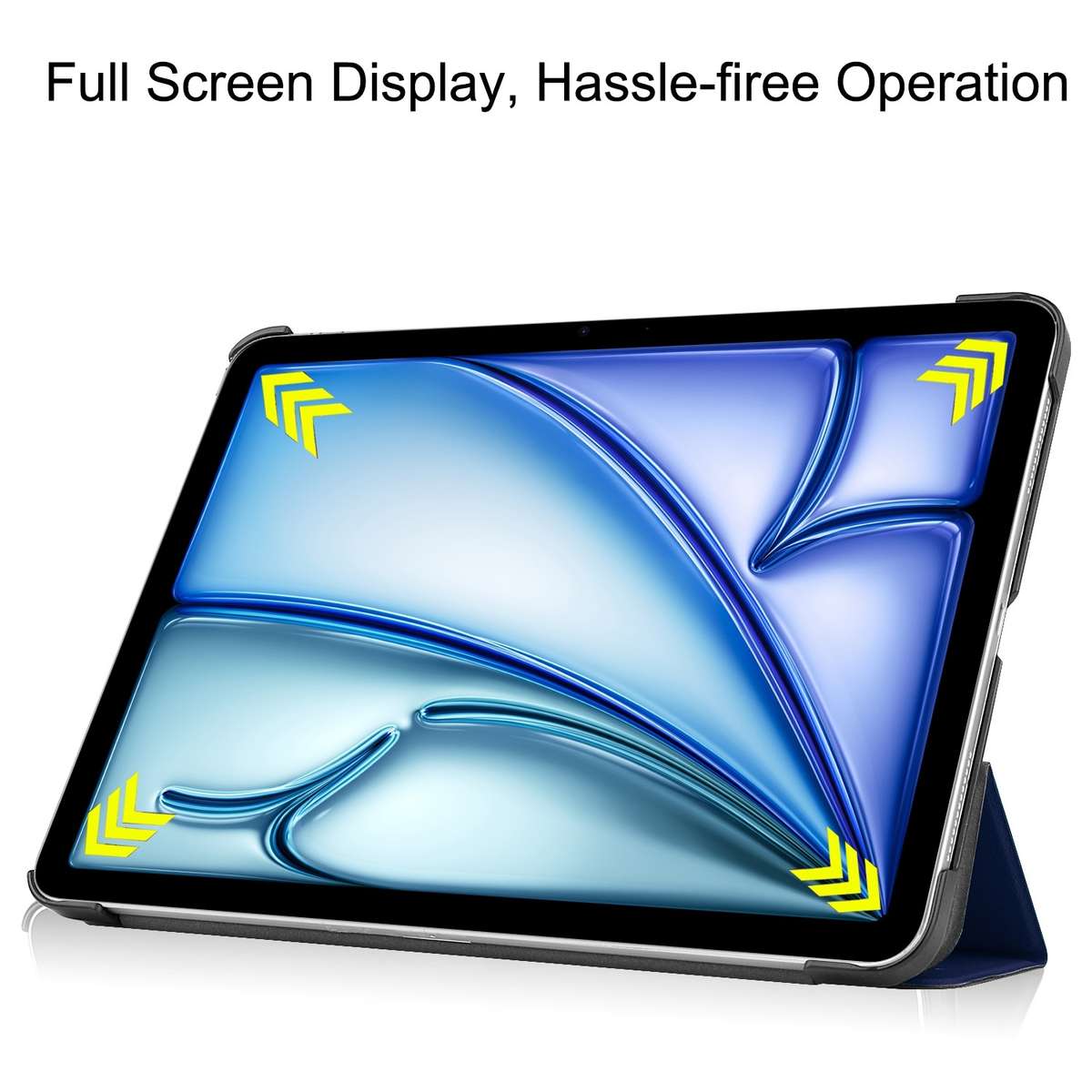 For iPad Air 11 2026 / 2025 / 2024 Custer Pure Color 3-Fold Holder Smart Leather Tablet Case(Blue)