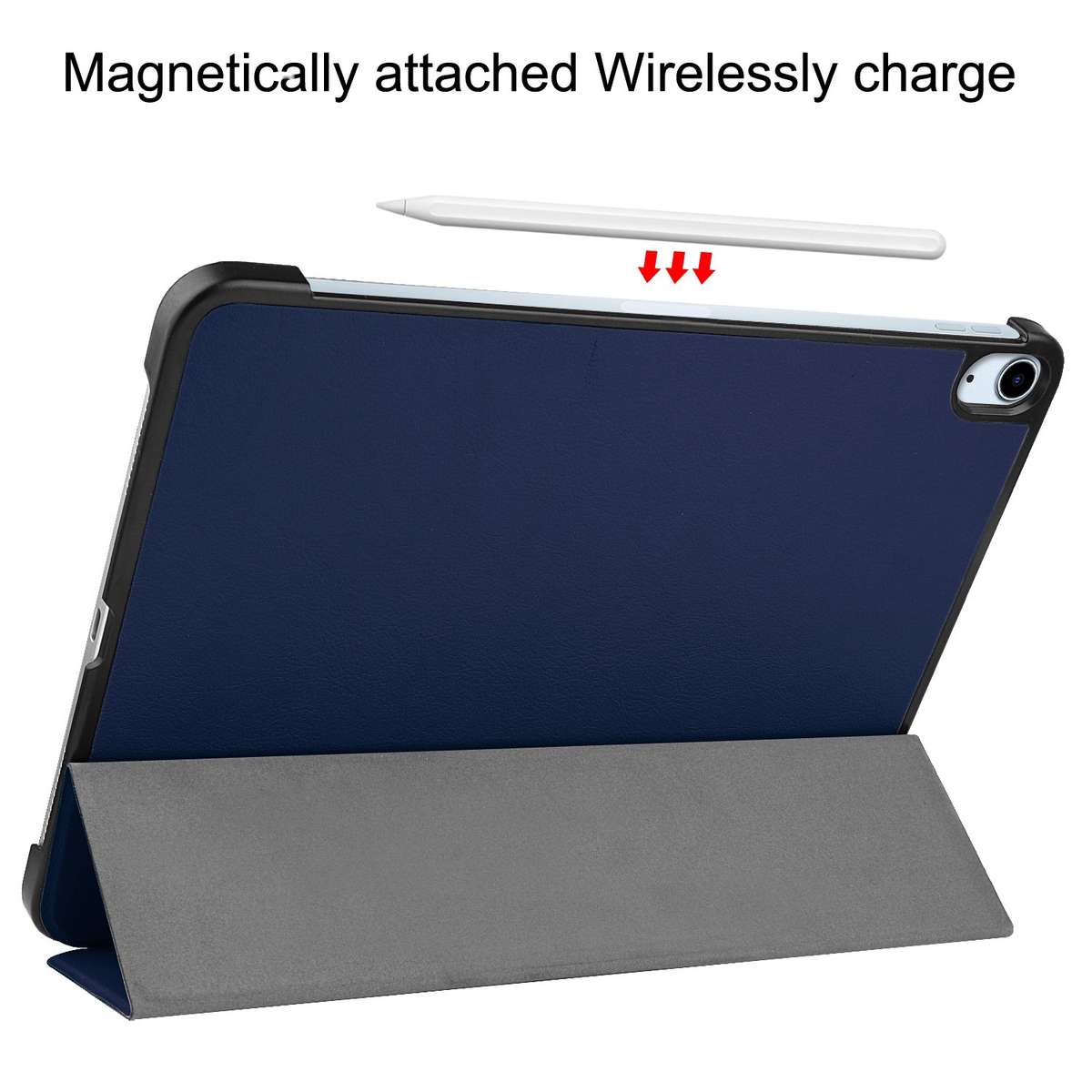 For iPad Air 11 2026 / 2025 / 2024 Custer Pure Color 3-Fold Holder Smart Leather Tablet Case(Blue)
