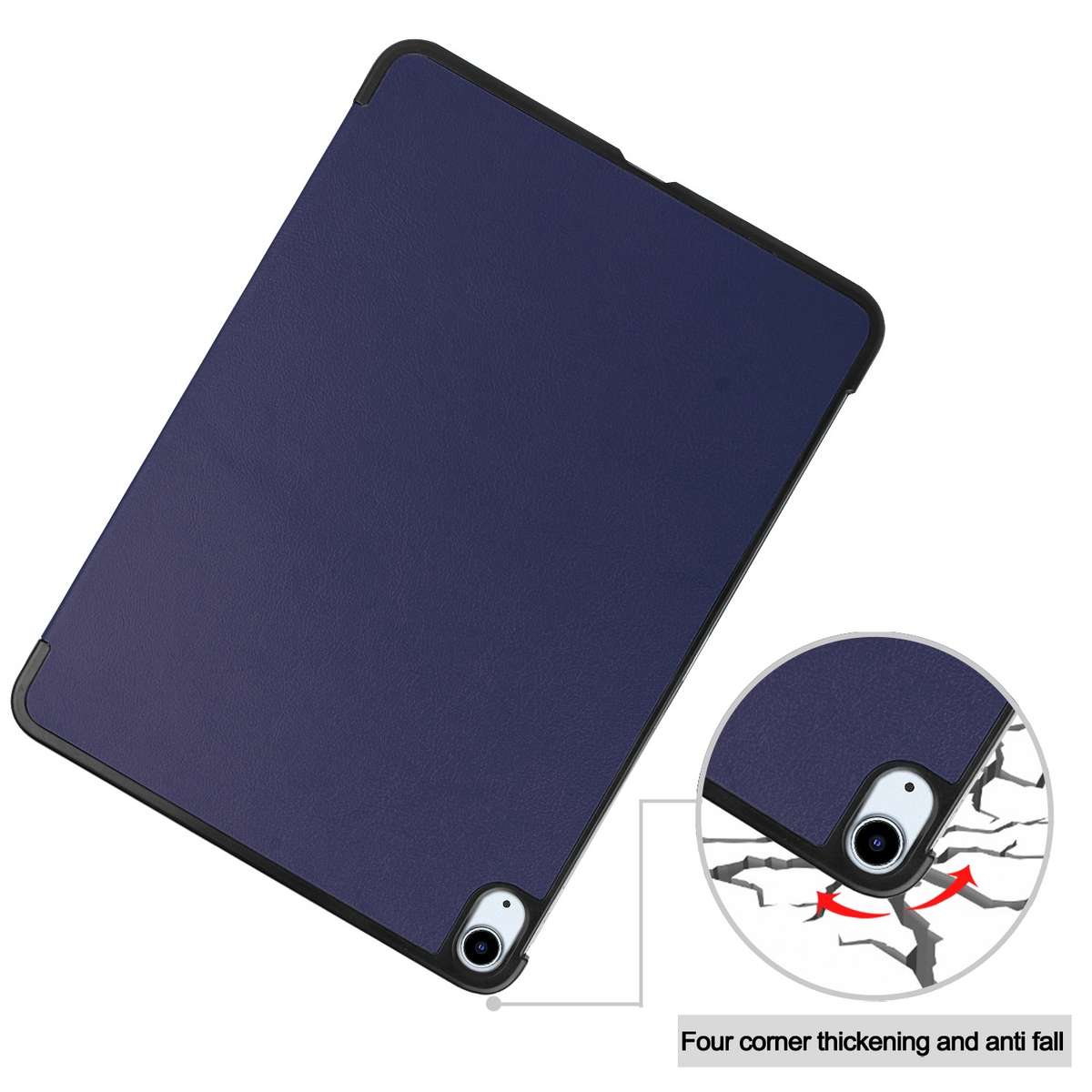 For iPad Air 11 2026 / 2025 / 2024 Custer Pure Color 3-Fold Holder Smart Leather Tablet Case(Blue)