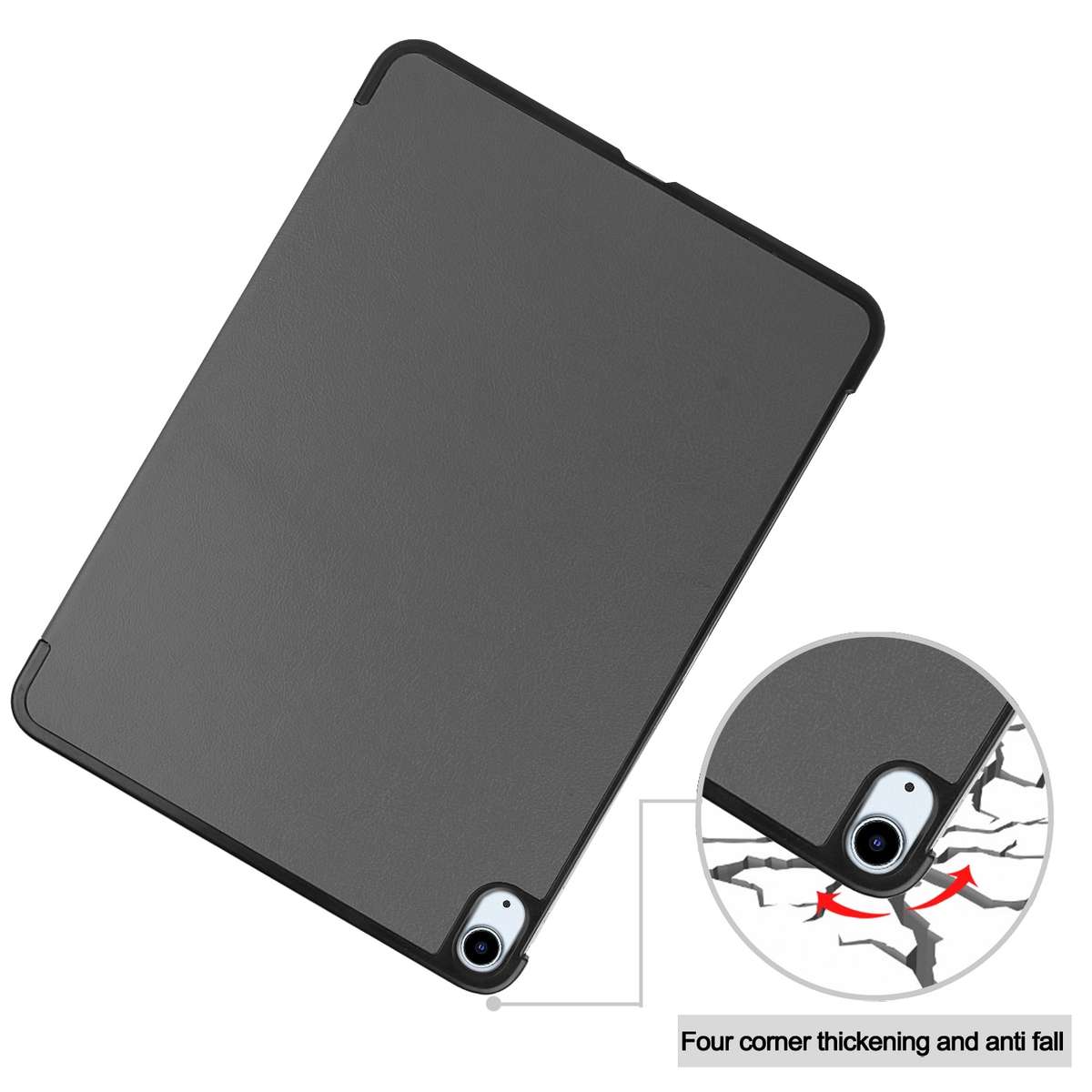 For iPad Air 11 2026 / 2025 / 2024 Custer Pure Color 3-Fold Holder Smart Leather Tablet Case(Gray)
