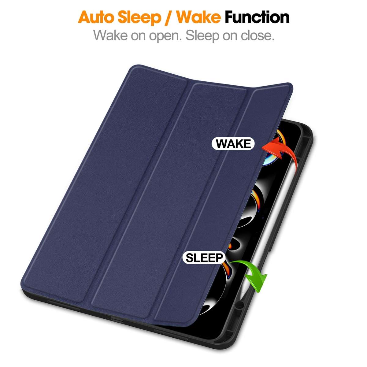 For iPad Pro 13 2025 / 2024 Custer TPU Pure Color 3-Fold Holder Smart Leather Tabl ... (Dark Blue)