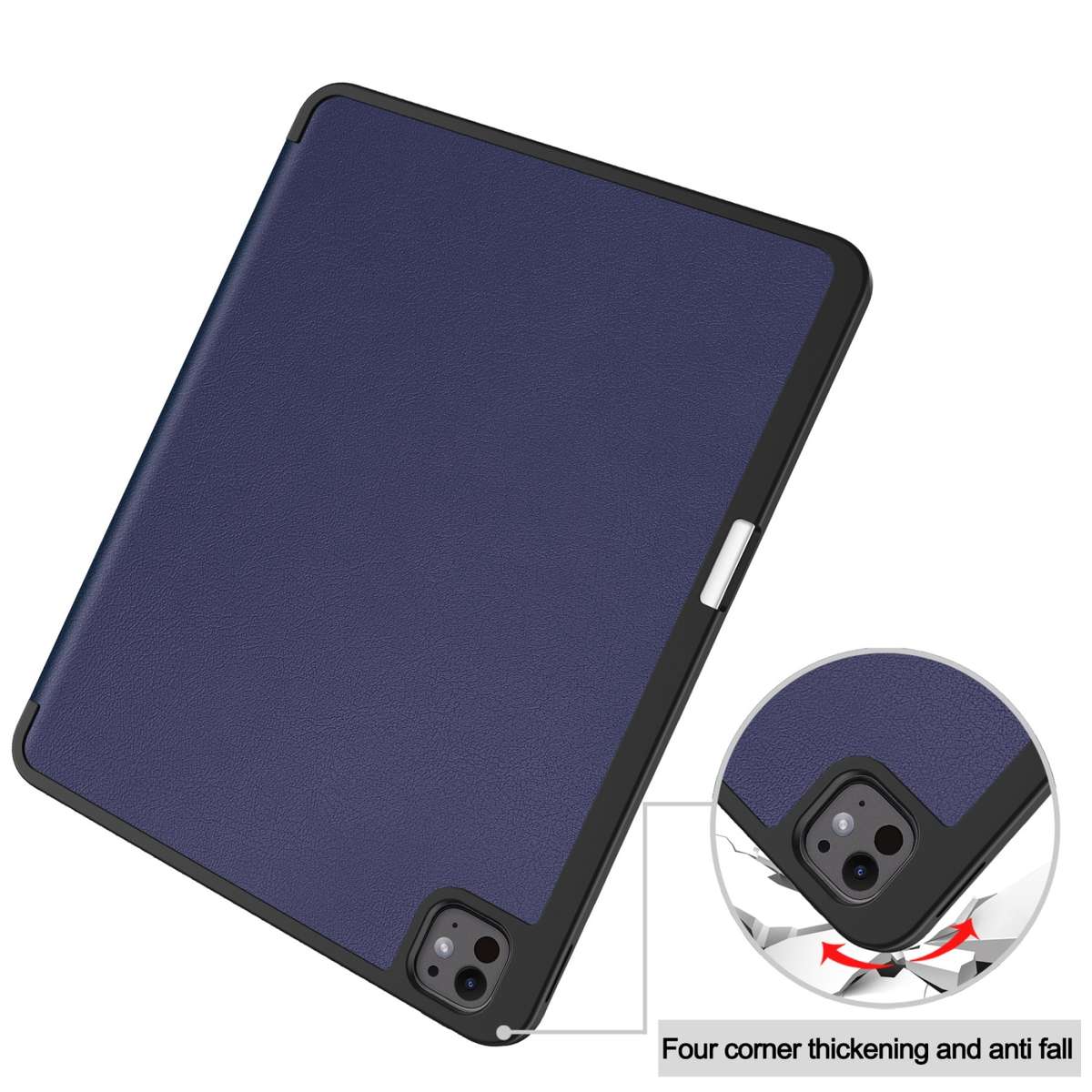 For iPad Pro 13 2025 / 2024 Custer TPU Pure Color 3-Fold Holder Smart Leather Tabl ... (Dark Blue)