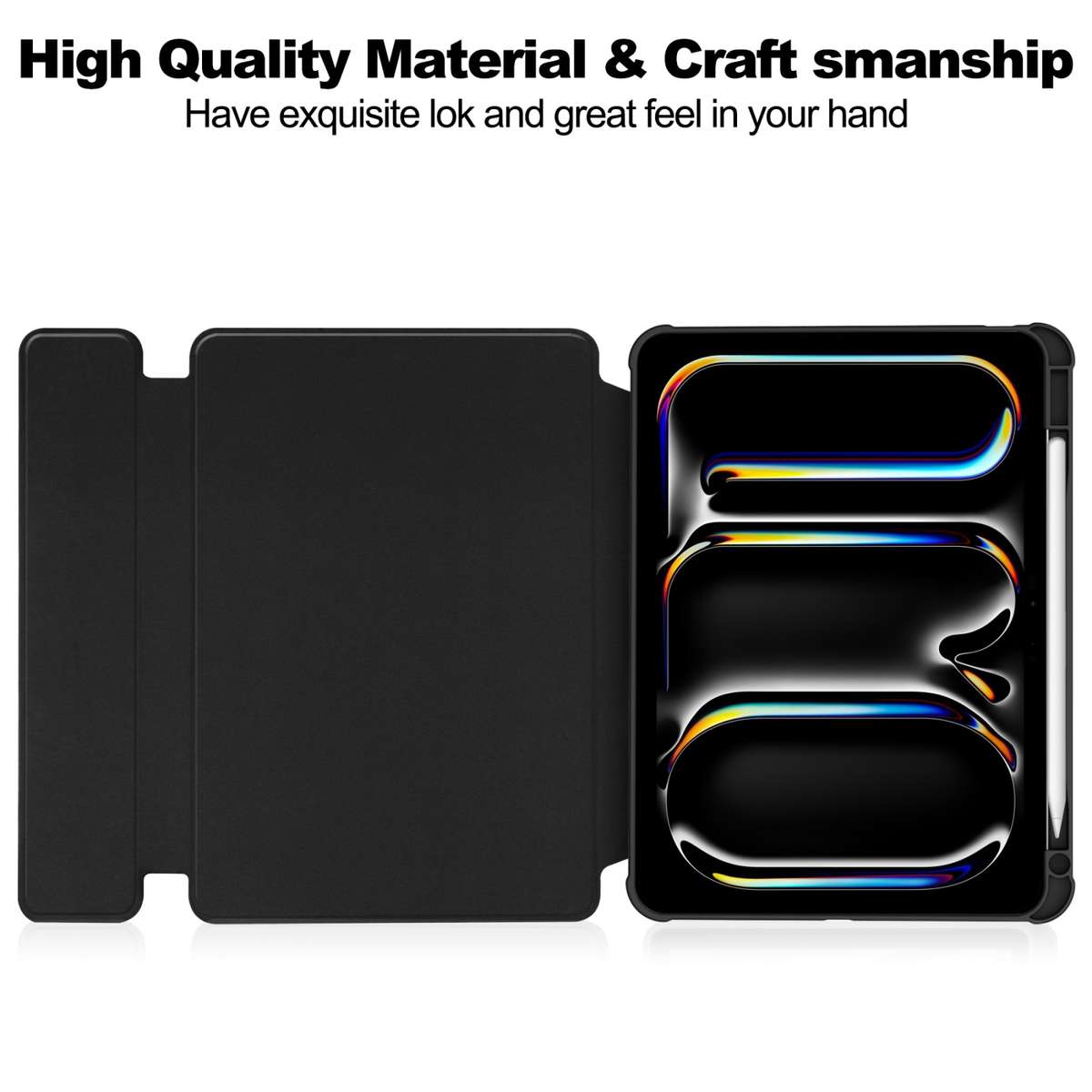 For iPad Pro 13 2025 / 2024 Transparent Rotation Smart Leather Tablet Case(Black)