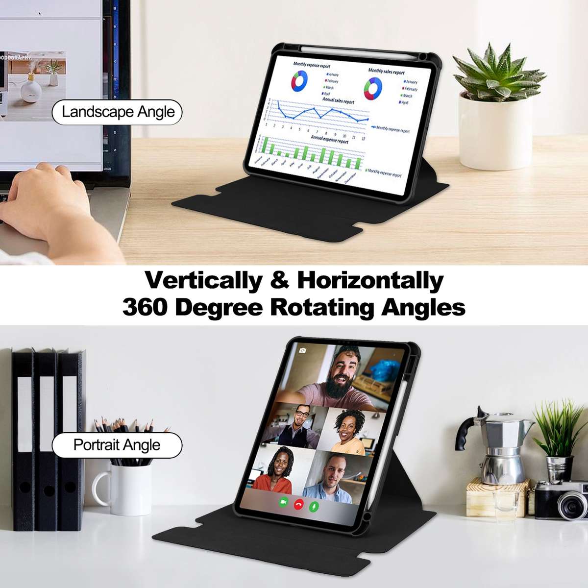 For iPad Pro 13 2025 / 2024 Transparent Rotation Smart Leather Tablet Case(Black)