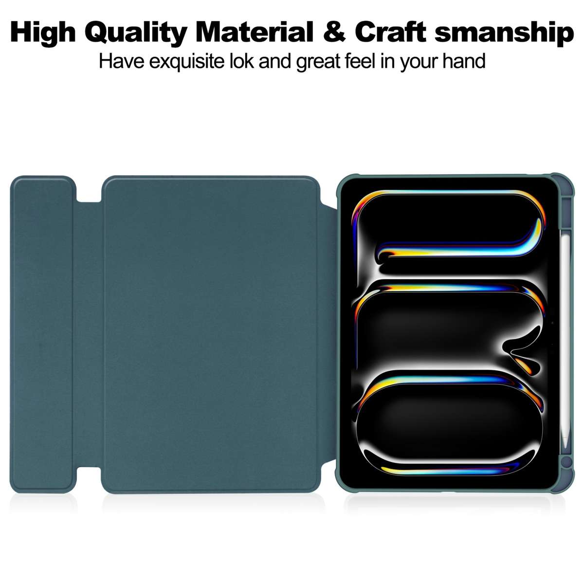 For iPad Pro 13 2025 / 2024 Transparent Rotation Smart Leather Tablet Case(Dark Green)