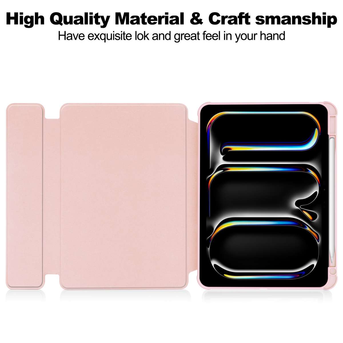 For iPad Pro 13 2025 / 2024 Transparent Rotation Smart Leather Tablet Case(Pink)