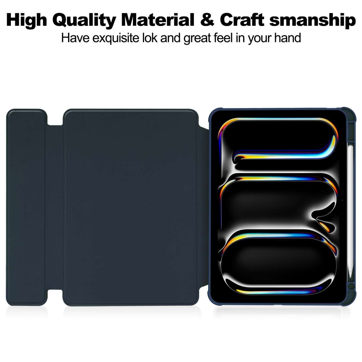 For iPad Pro 13 2025 / 2024 Transparent Rotation Smart Leather Tablet Case(Dark Blue)