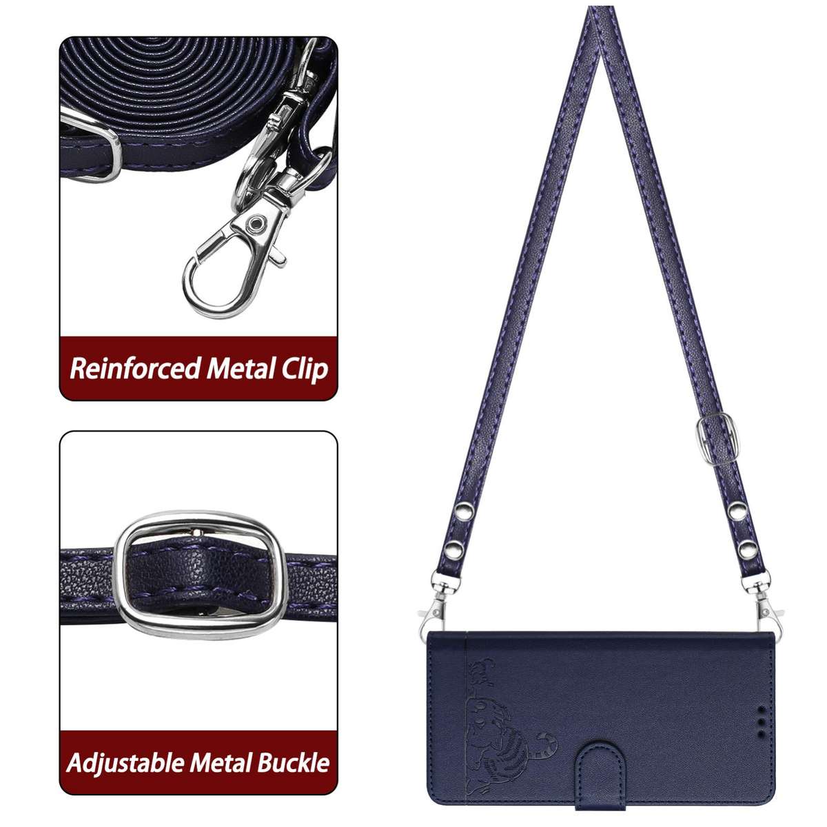 For Tecno Camon 50 Pro 4G Cat Rat Embossed Pattern RFID Leather Phone Case with Lanyard(Blue)