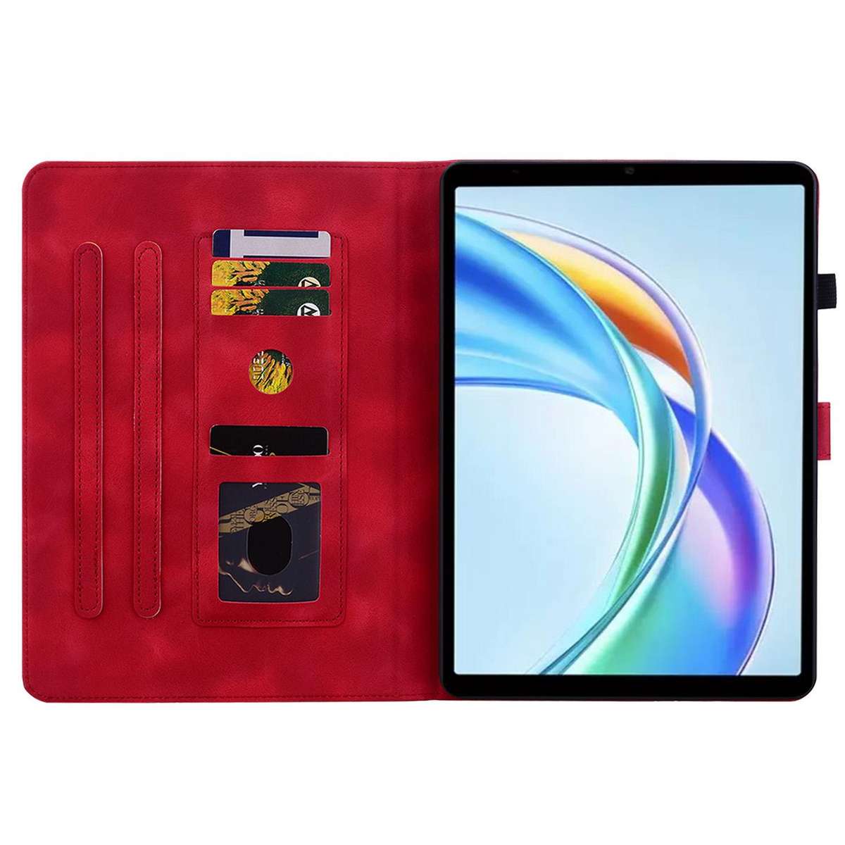 For Honor Pad X7 Lily Embossed Leather Tablet Case(Red)