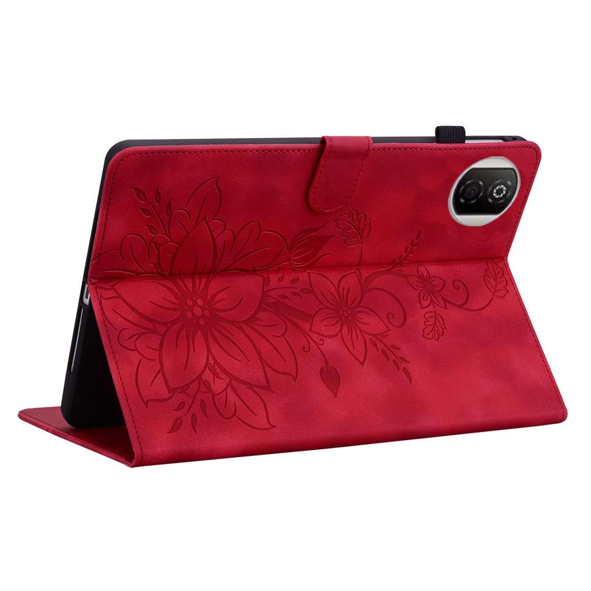For Honor Pad X7 Lily Embossed Leather Tablet Case(Red)