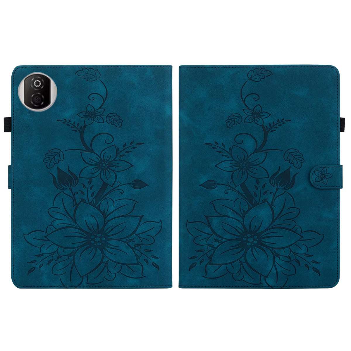 For Honor Pad X7 Lily Embossed Leather Tablet Case(Dark Blue)