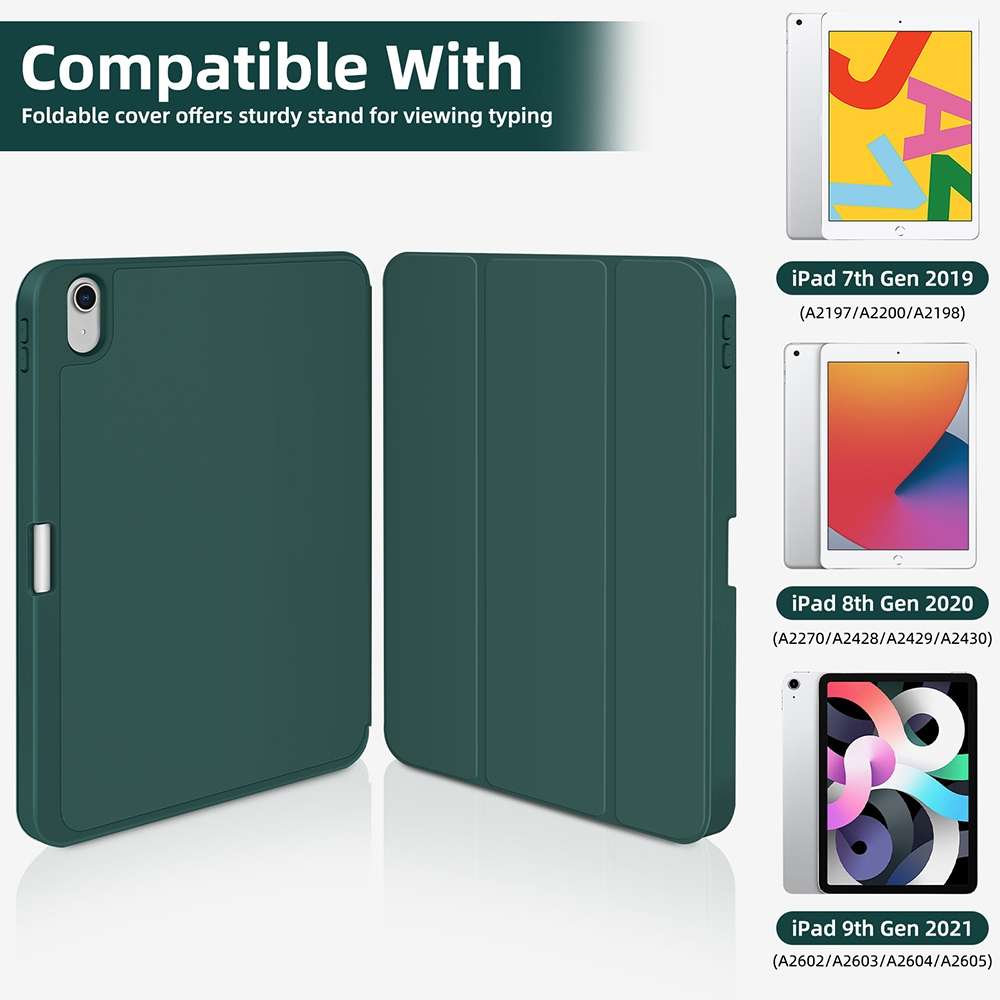 For iPad 2025 / 2022 3-fold TPU Smart Leather Tablet Case with Pen Slot(Dark Green)
